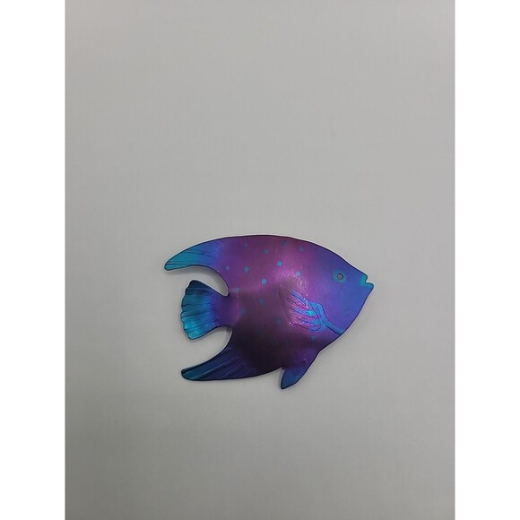 Vintage Brooch Pin Fish Purple Blue Ocean  School Jewelry Costume - Picture 4 of 16